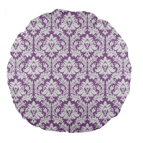 Lilac Damask Pattern Large 18  Premium Round Cushion  from ArtsNow.com Back