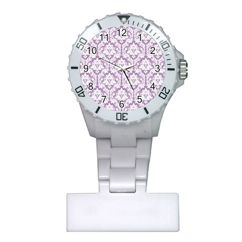 White On Lilac Damask Nurses Watch from ArtsNow.com Front