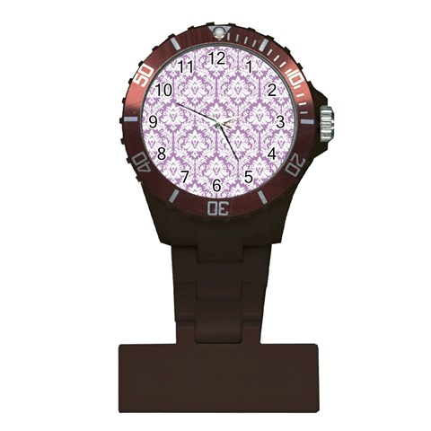 White On Lilac Damask Nurses Watch from ArtsNow.com Front