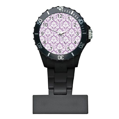 White On Lilac Damask Nurses Watch from ArtsNow.com Front