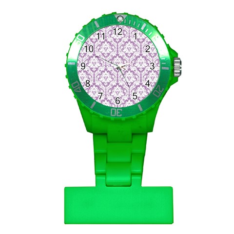 White On Lilac Damask Nurses Watch from ArtsNow.com Front