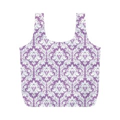 Lilac Damask Pattern Full Print Recycle Bag (M) from ArtsNow.com Front