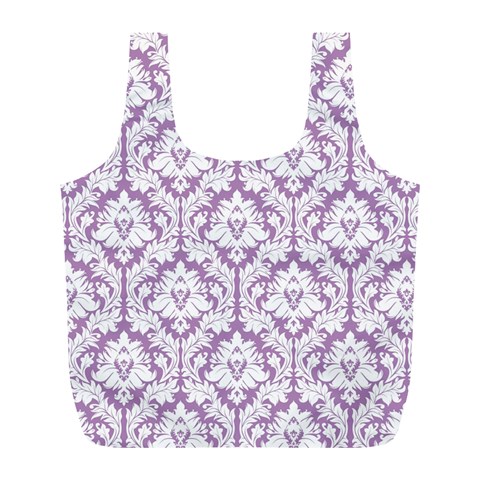 Lilac Damask Pattern Full Print Recycle Bag (L) from ArtsNow.com Front