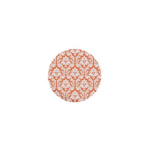 White On Orange Damask 1  Mini Button Magnet from ArtsNow.com Front