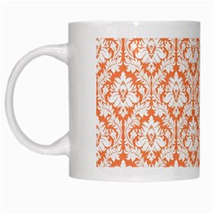 White On Orange Damask White Coffee Mug from ArtsNow.com Left