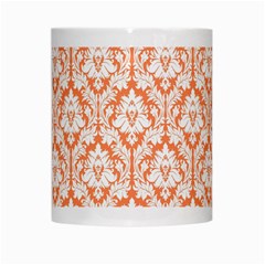 White On Orange Damask White Coffee Mug from ArtsNow.com Center