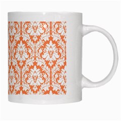 White On Orange Damask White Coffee Mug from ArtsNow.com Right