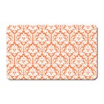 White On Orange Damask Magnet (Rectangular)