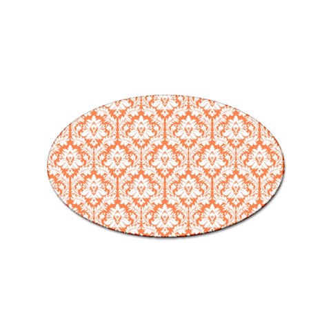 White On Orange Damask Sticker 10 Pack (Oval) from ArtsNow.com Front