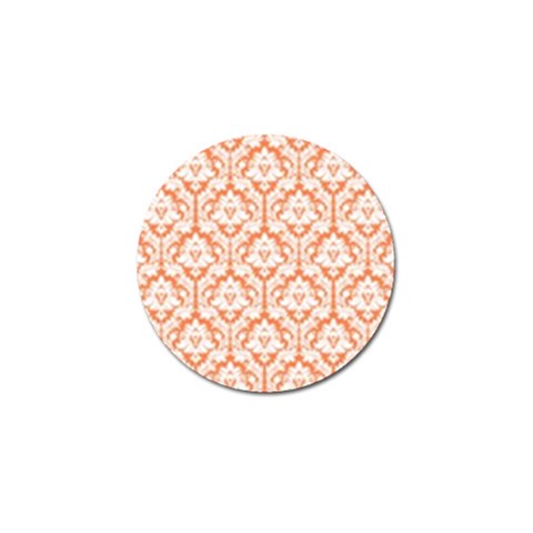 White On Orange Damask Golf Ball Marker from ArtsNow.com Front