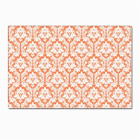 White On Orange Damask Postcard 4 x 6  (10 Pack) from ArtsNow.com Front