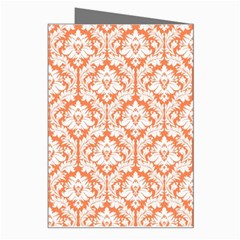 White On Orange Damask Greeting Card from ArtsNow.com Right