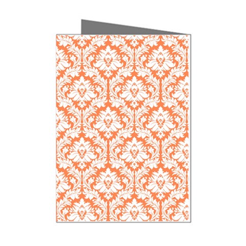 White On Orange Damask Mini Greeting Card (8 Pack) from ArtsNow.com Left