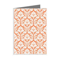 White On Orange Damask Mini Greeting Card (8 Pack) from ArtsNow.com Right