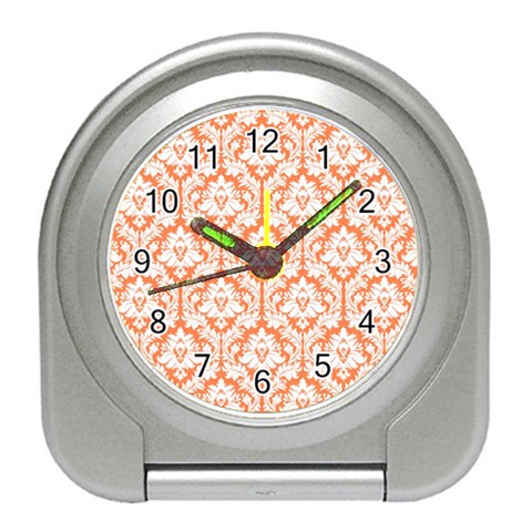 White On Orange Damask Desk Alarm Clock from ArtsNow.com Front