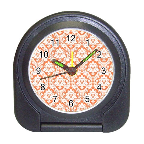 White On Orange Damask Desk Alarm Clock from ArtsNow.com Front