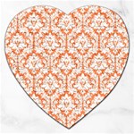 White On Orange Damask Jigsaw Puzzle (Heart)