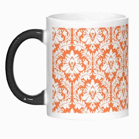 White On Orange Damask Morph Mug from ArtsNow.com Left