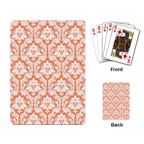 White On Orange Damask Playing Cards Single Design from ArtsNow.com Back