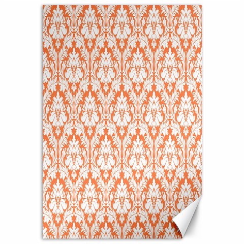 White On Orange Damask Canvas 12  x 18  (Unframed) from ArtsNow.com 11.88 x17.36  Canvas - 1