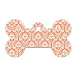 White On Orange Damask Dog Tag Bone (One Sided)