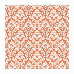 White On Orange Damask Glasses Cloth (Medium, Two Sided) from ArtsNow.com Front