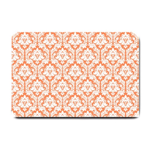 White On Orange Damask Small Door Mat from ArtsNow.com 24 x16  Door Mat