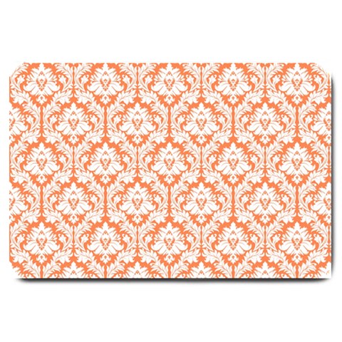 White On Orange Damask Large Door Mat from ArtsNow.com 30 x20  Door Mat