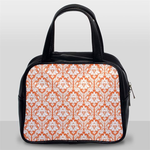 Nectarine Orange Damask Pattern Classic Handbag (Two Sides) from ArtsNow.com Front