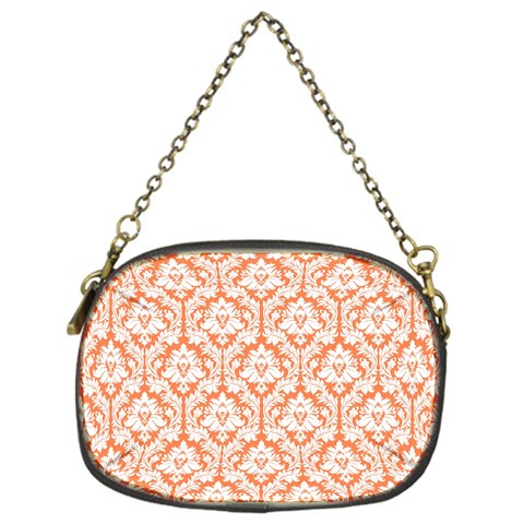 White On Orange Damask Chain Purse (One Side) from ArtsNow.com Front