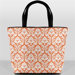 Nectarine Orange Damask Pattern Bucket Bag from ArtsNow.com Front