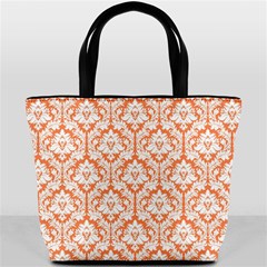 Nectarine Orange Damask Pattern Bucket Bag from ArtsNow.com Back