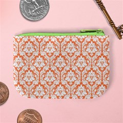 Nectarine Orange Damask Pattern Mini Coin Purse from ArtsNow.com Back