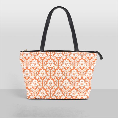 Nectarine Orange Damask Pattern Classic Shoulder Handbag from ArtsNow.com Front