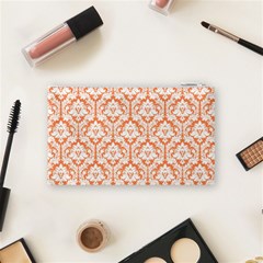 Nectarine Orange Damask Pattern Cosmetic Bag (Small) from ArtsNow.com Back