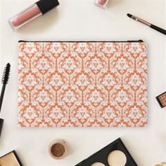 Nectarine Orange Damask Pattern Cosmetic Bag (Large) from ArtsNow.com Back