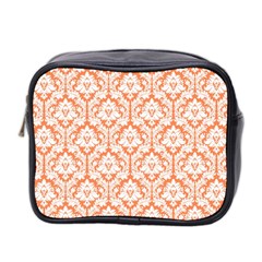 Nectarine Orange Damask Pattern Mini Toiletries Bag (Two Sides) from ArtsNow.com Front