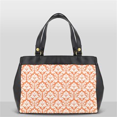 Nectarine Orange Damask Pattern Oversize Office Handbag (2 Sides) from ArtsNow.com Front