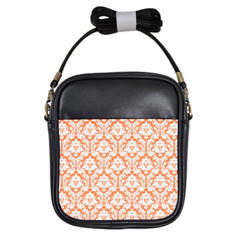 Nectarine Orange Damask Pattern Girls Sling Bag from ArtsNow.com Front