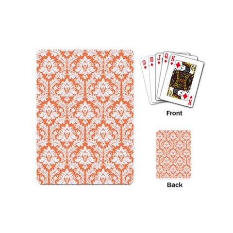 White On Orange Damask Playing Cards (Mini) from ArtsNow.com Back