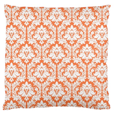 Nectarine Orange Damask Pattern Large Cushion Case (One Side) from ArtsNow.com Front