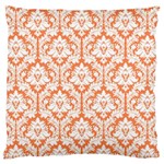 Nectarine Orange Damask Pattern Large Cushion Case (One Side)