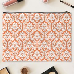 Nectarine Orange Damask Pattern Cosmetic Bag (XXXL) from ArtsNow.com Back