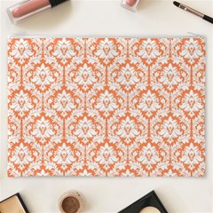 Nectarine Orange Damask Pattern Cosmetic Bag (XXXL) from ArtsNow.com Back