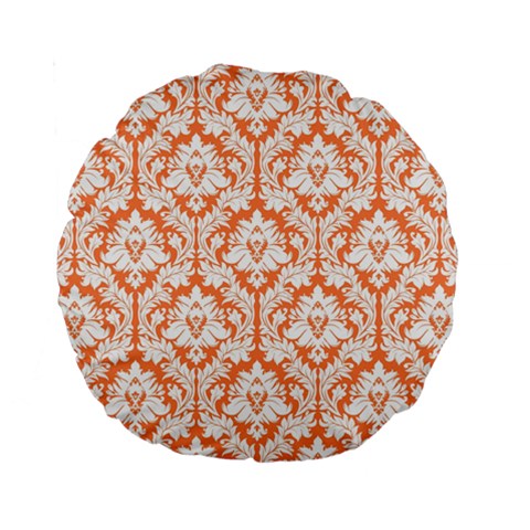 Nectarine Orange Damask Pattern Standard 15  Premium Round Cushion  from ArtsNow.com Front