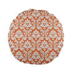 Nectarine Orange Damask Pattern Standard 15  Premium Round Cushion  from ArtsNow.com Back