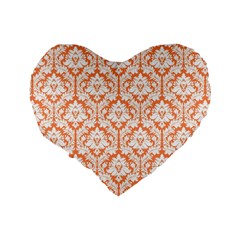 Nectarine Orange Damask Pattern Standard 16  Premium Heart Shape Cushion  from ArtsNow.com Back