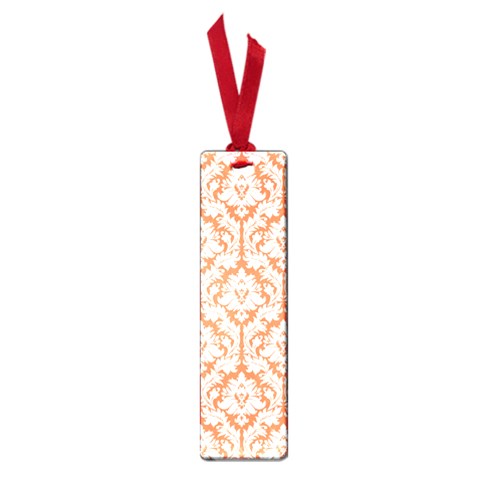 White On Orange Damask Small Bookmark from ArtsNow.com Front