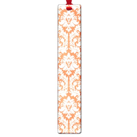 White On Orange Damask Large Bookmark from ArtsNow.com Front