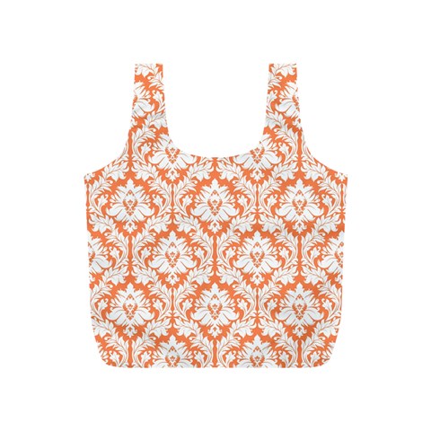 Nectarine Orange Damask Pattern Full Print Recycle Bag (S) from ArtsNow.com Front